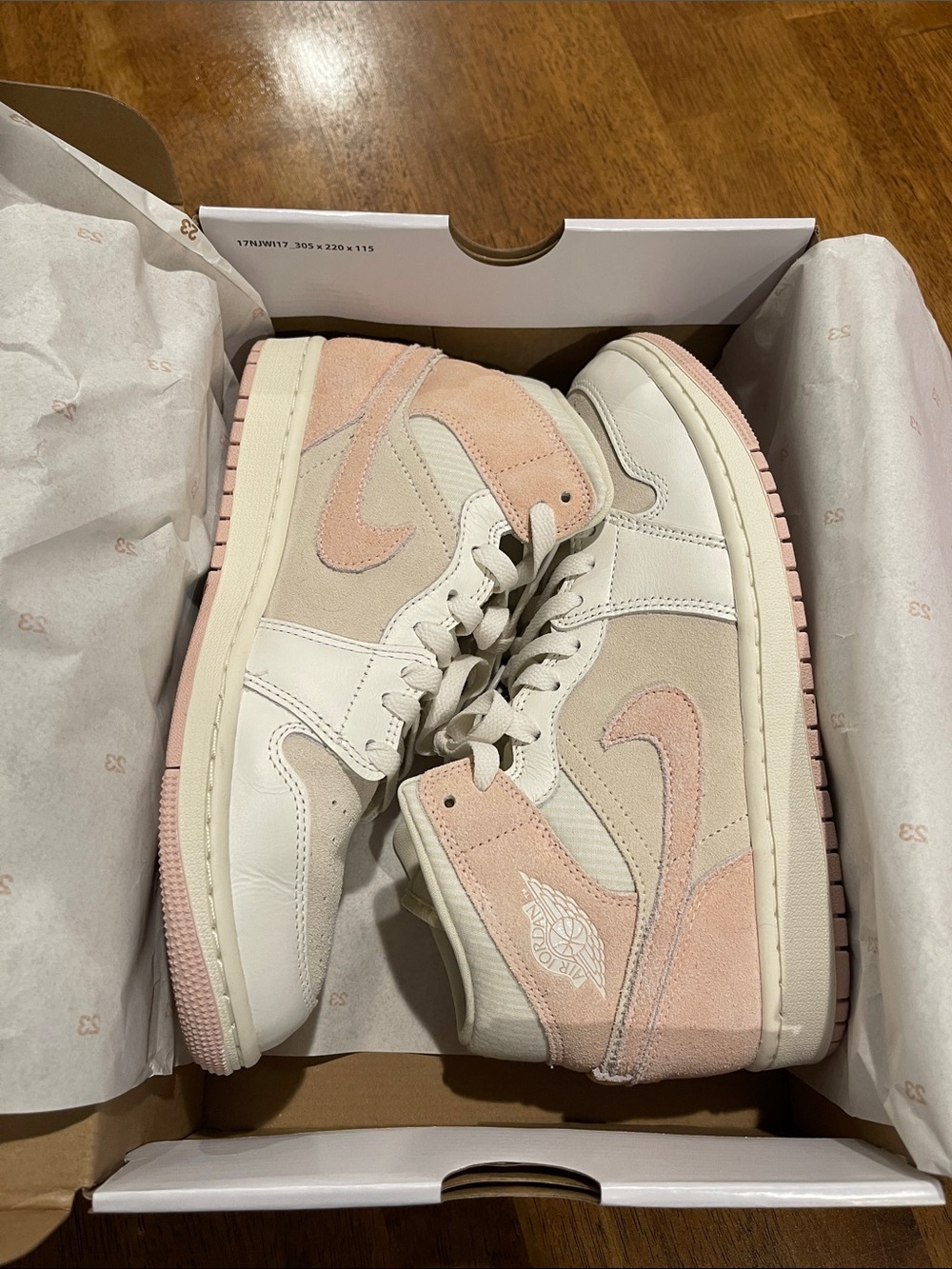 Women Nike Air Jordan 1 Mid Coconut Milk/ Legend Pink/Sail 9.5